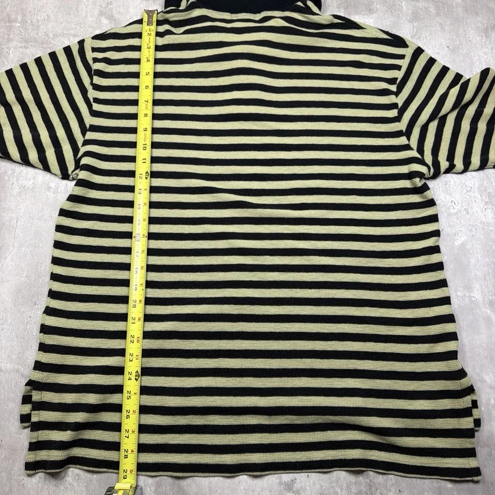 Ralph Lauren Polo Shirt Mens Size LT Black Striped Waffle Knit Pony Short Sleeve
